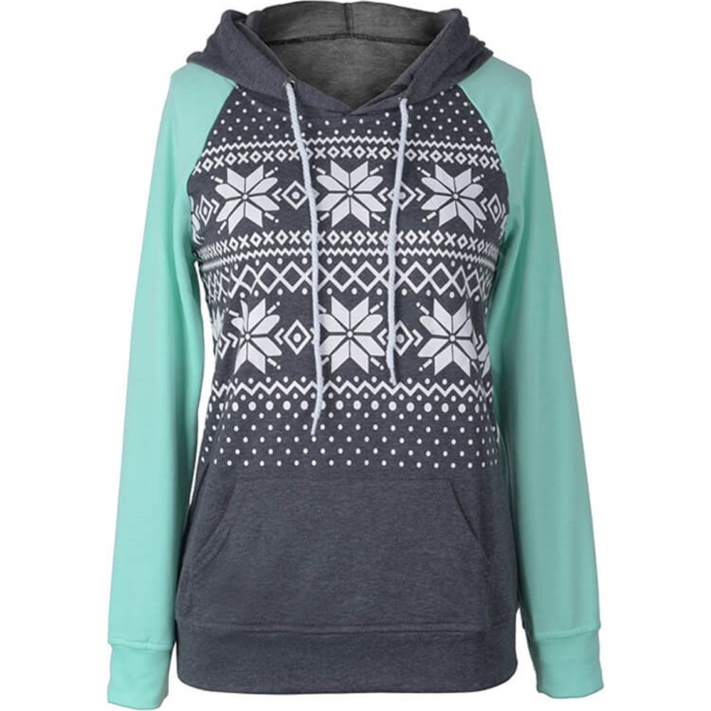 Mint & Grey Snowflake Hoodie